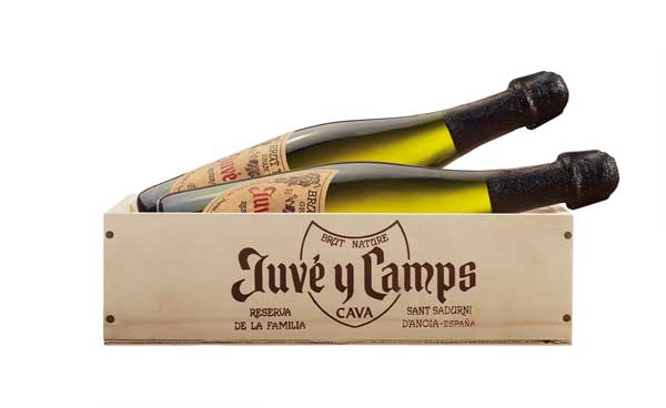 Tecnovino caja de madera Juvé & Camps cava Reserva de la Familia