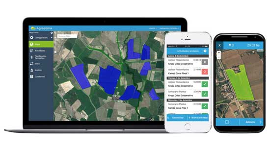 Tecnovino app de Agroptima mapas GPS parcela