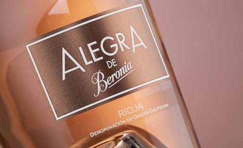 Tecnovino vino rosado Alegra de Bodegas Beronia etiqueta detalle