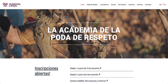 Tecnovino poda de respeto de vina La Academia de Poda web