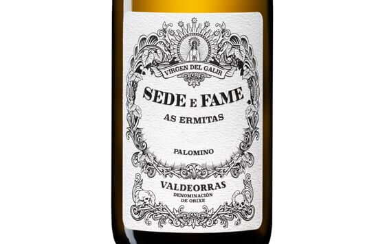 Tecnovino- etiqueta del vino Sede e Fame, homenaje al santuario de la Orden de los Carismáticos de la bodega Virgen del Galir
