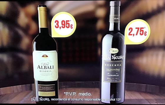 Tecnovino anuncio vinos Pata Negra y Viña Albalí