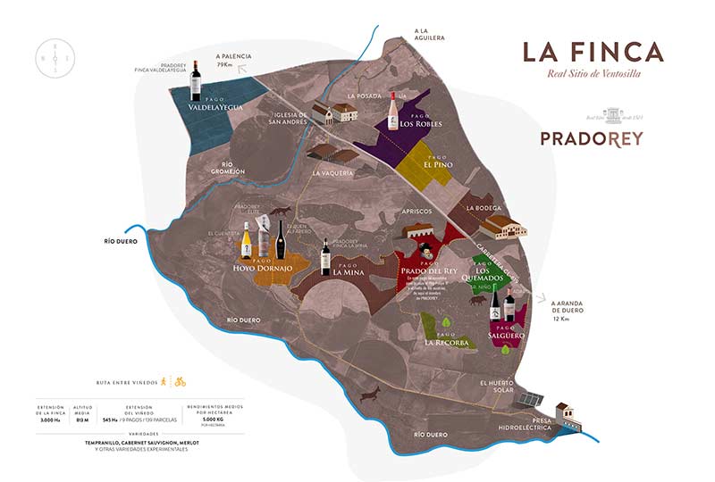 Tecnovino - mapa fincas Pradorey