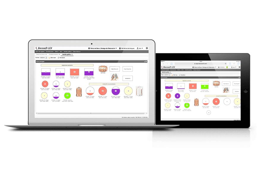 Tecnovino- Bacosoft ERP de Isagri, gestión de bodega, mock up