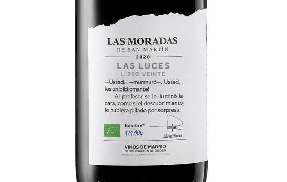 Tecnovino- etiqueta del vinoLas Luces. Libro Veinte, bodega Las Moradas de San Martín