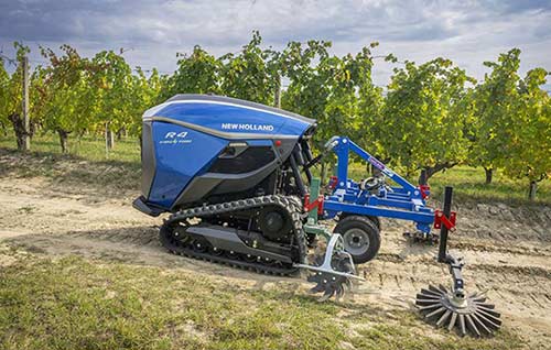Tecnovino- robots autónomos para viñedo: serie R4 de New Holland, trabajo en viñedo